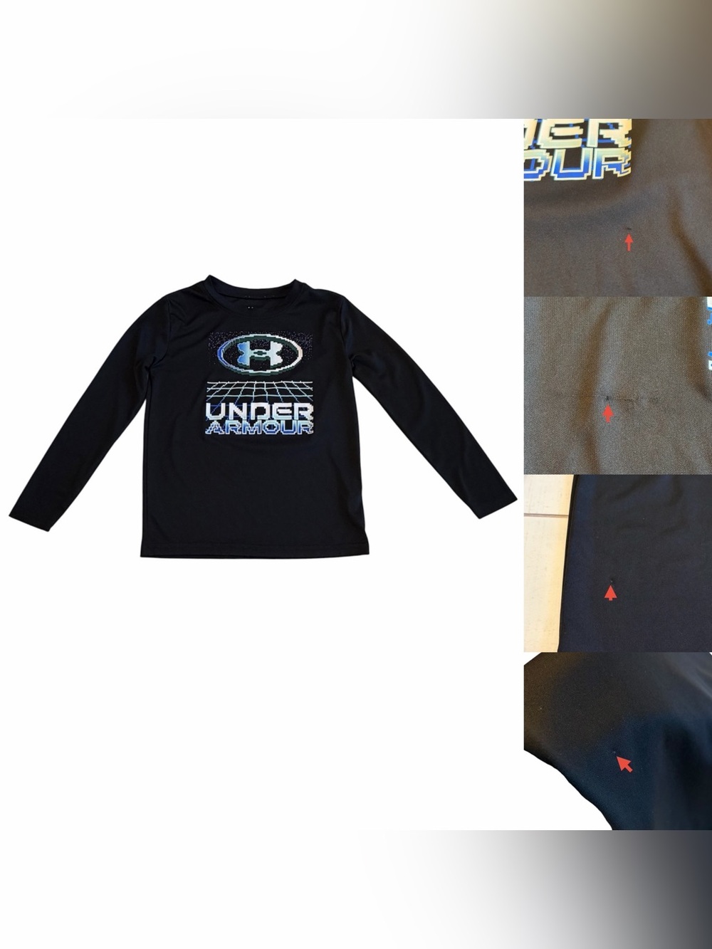 Under Armour Black Long Sleeve Shirt Logo Graphic Tee Boys 6